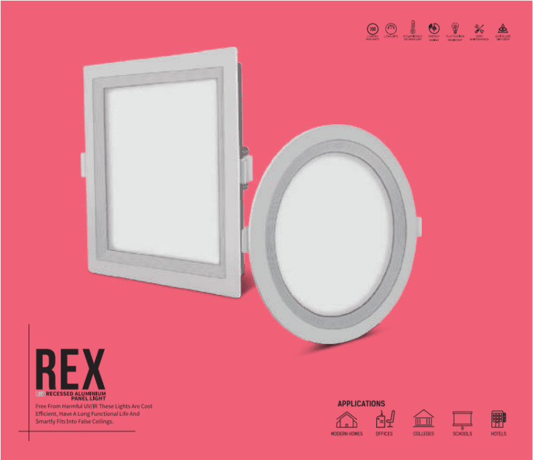 Rex led recessed aluminum panel lights